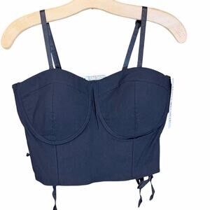 NWT Just One Black Bustier Corset Top Lace Up Goth Festival Plus Size 1X witchy